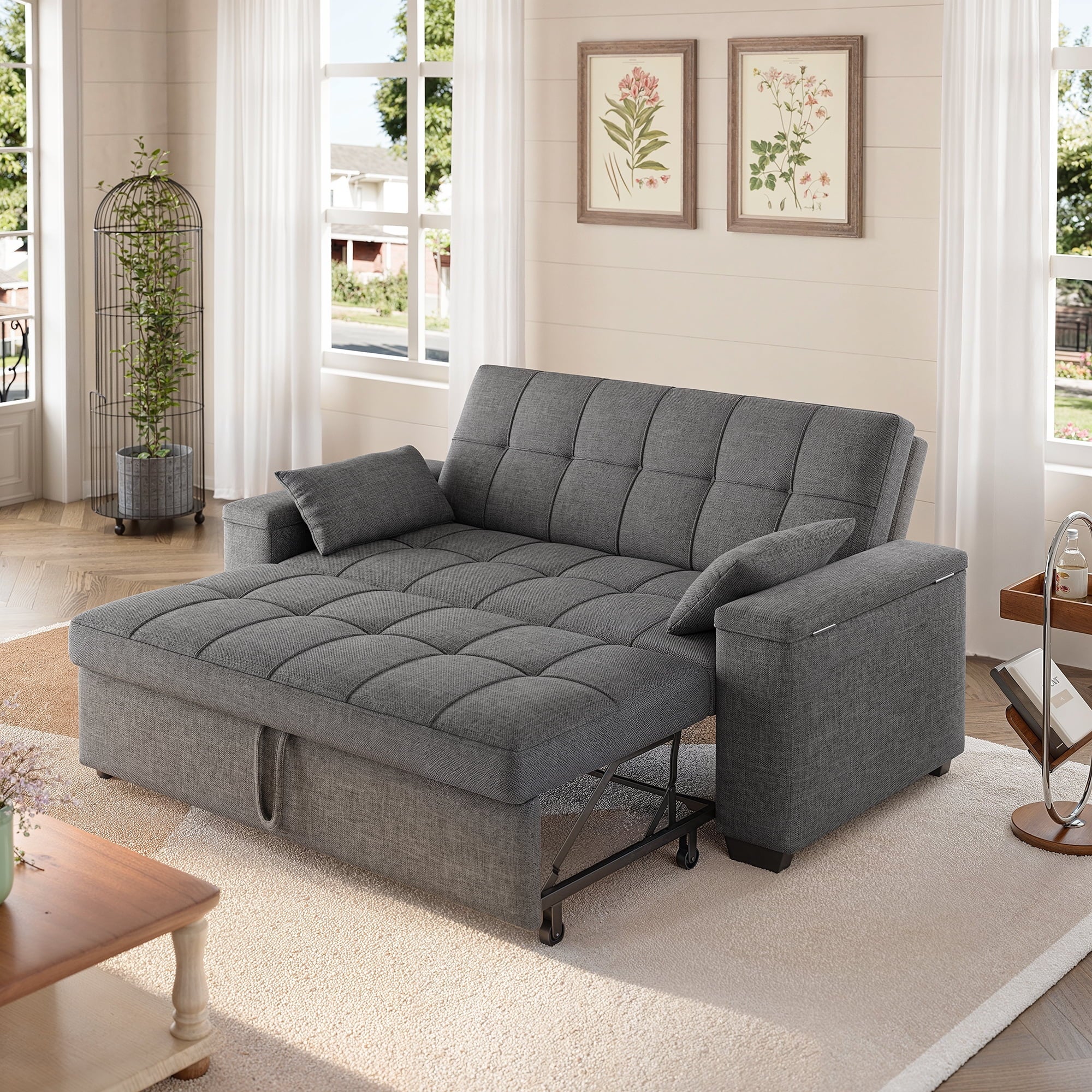70.9' Sofa Bed, Lofka Convertible 3-in-1 Sleeper Sofa for Living Room and Small Space,Dark Grey