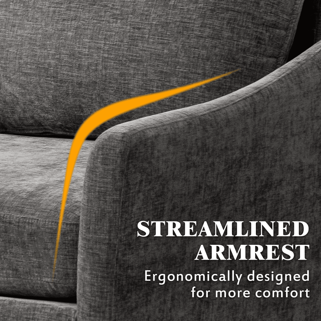 Hommow L Shaped Sectional Sofa Chenille Convertible Sectional Couch with Chaise Lounge and Ottman for Living Room,Grey