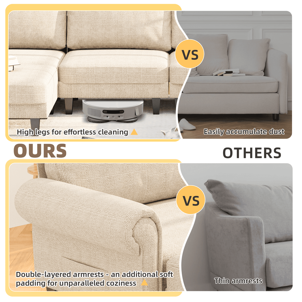 HOMREST Modular Sectional Sofa with Chaise, 60 Inch Loveseat Sectional Couches for Living Room, Convertible Sofa for Home Apartment Lounge, Cloud Couch Modern Sofa