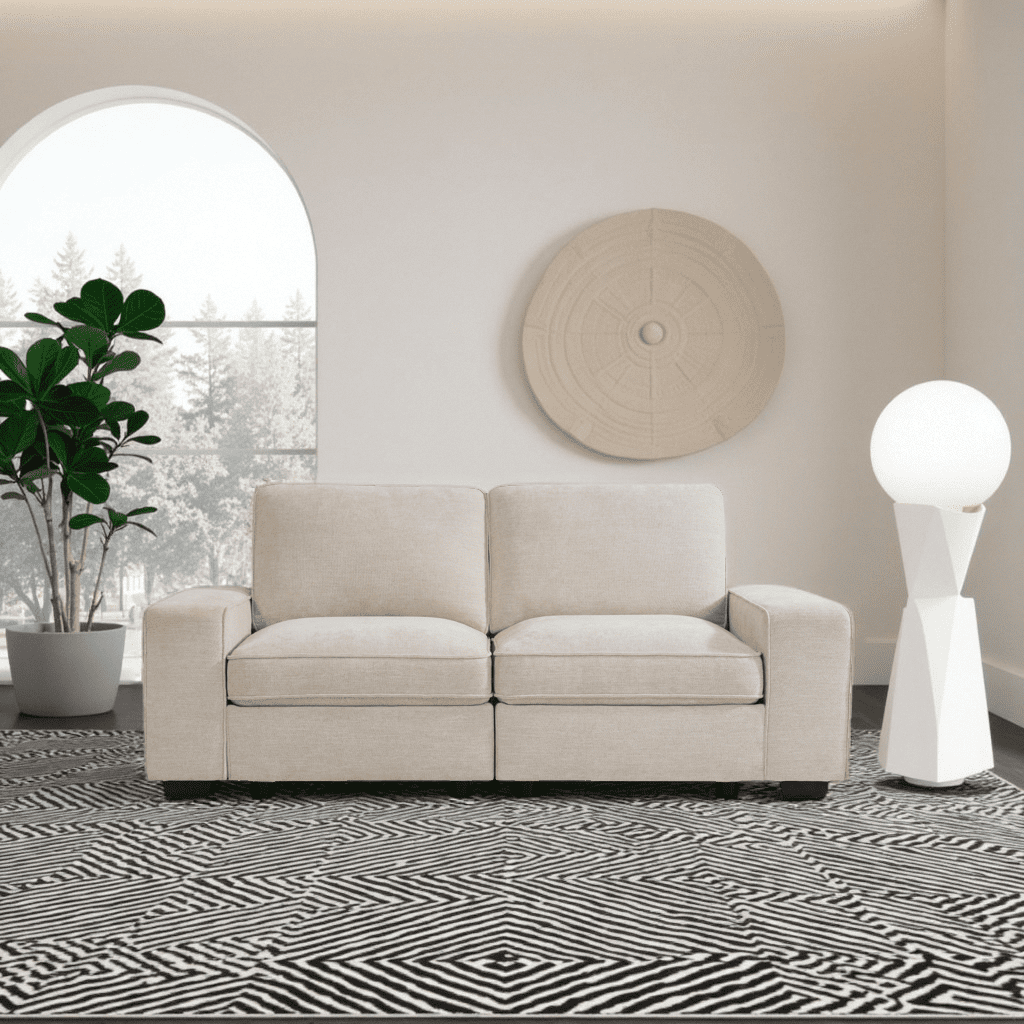 INGALIK 73"-128" Modern Modular Sofa with Seats Storage, Oversized 2-Seater Sectional Couch with Removable Cover, Side Pockets, USB Type-C Ports (Beige)