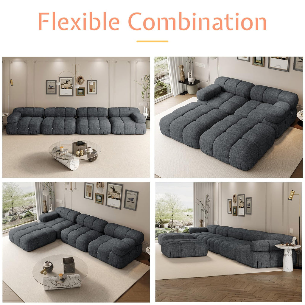 Roomy Homy Modular Sectional Couches for Living Room, L Shaped Compression Sofa with 4 Seater,Gray