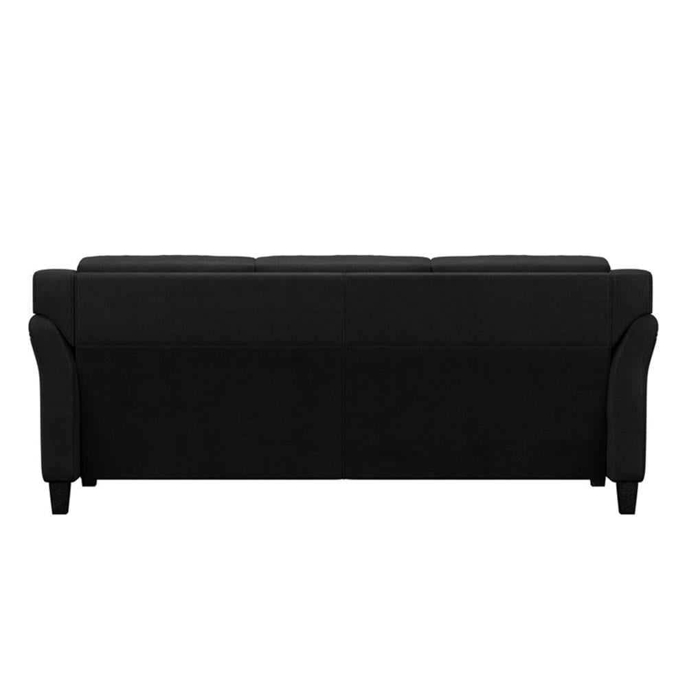 LifeStyle Solutions Hartford Modern Microfiber Sofa in Black