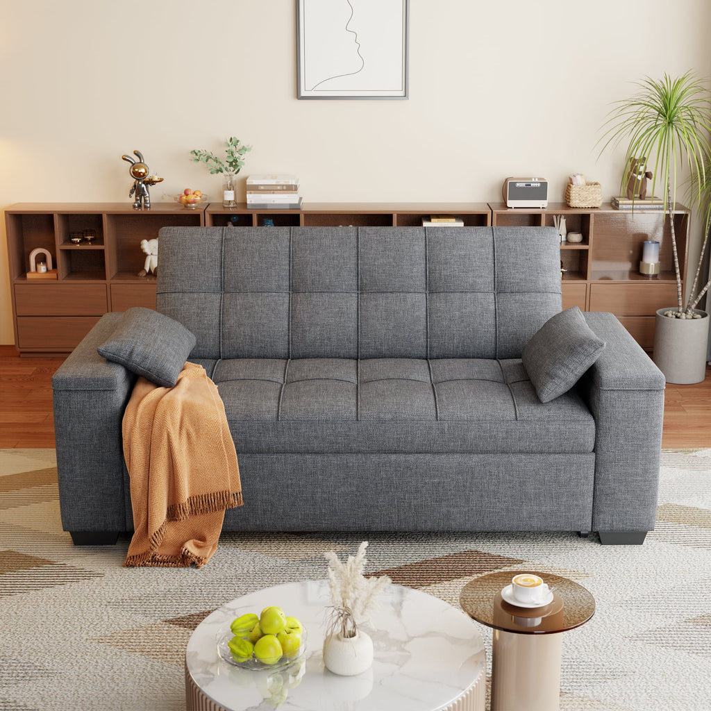 70.9' Sofa Bed, Lofka Convertible 3-in-1 Sleeper Sofa for Living Room and Small Space,Dark Grey