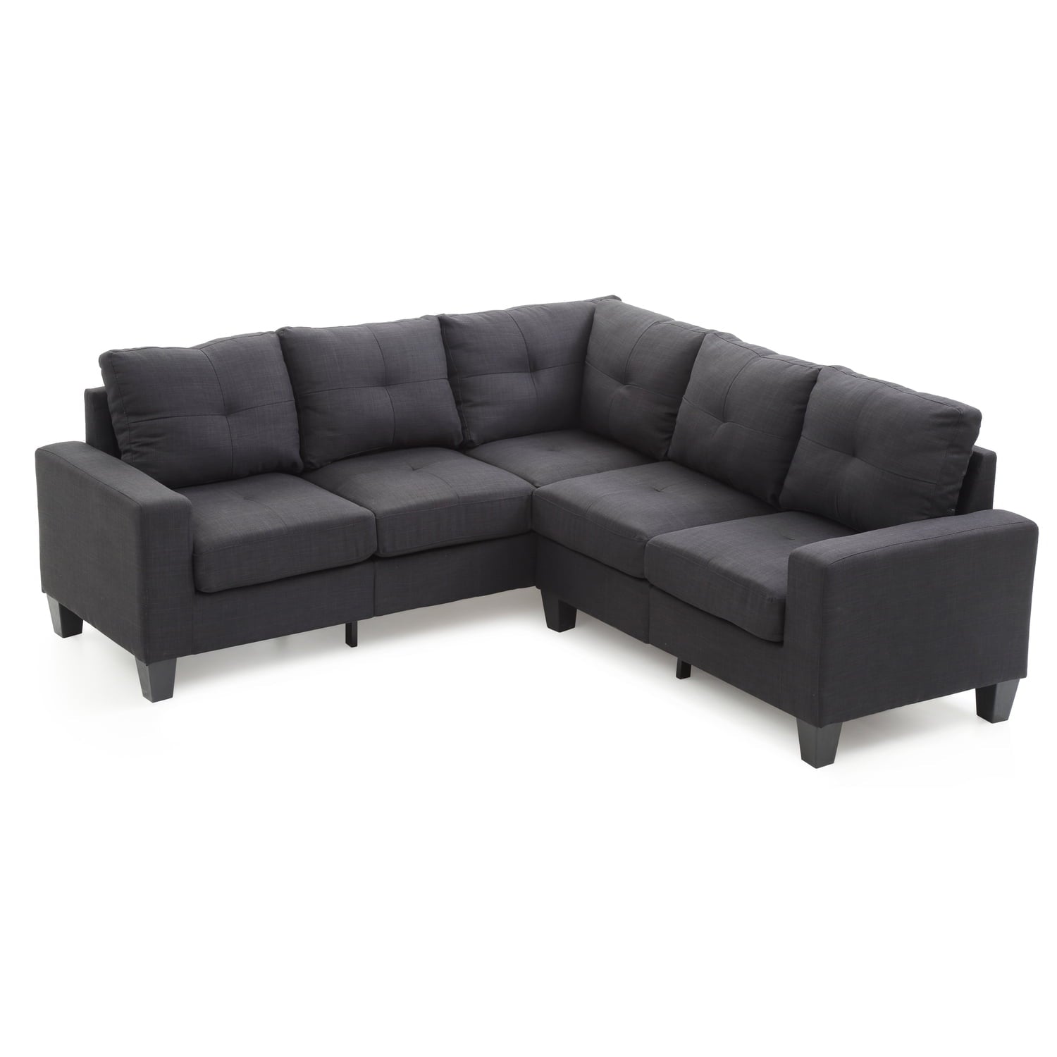 Glory Furniture Newbury Twill Fabric Sectional in Black