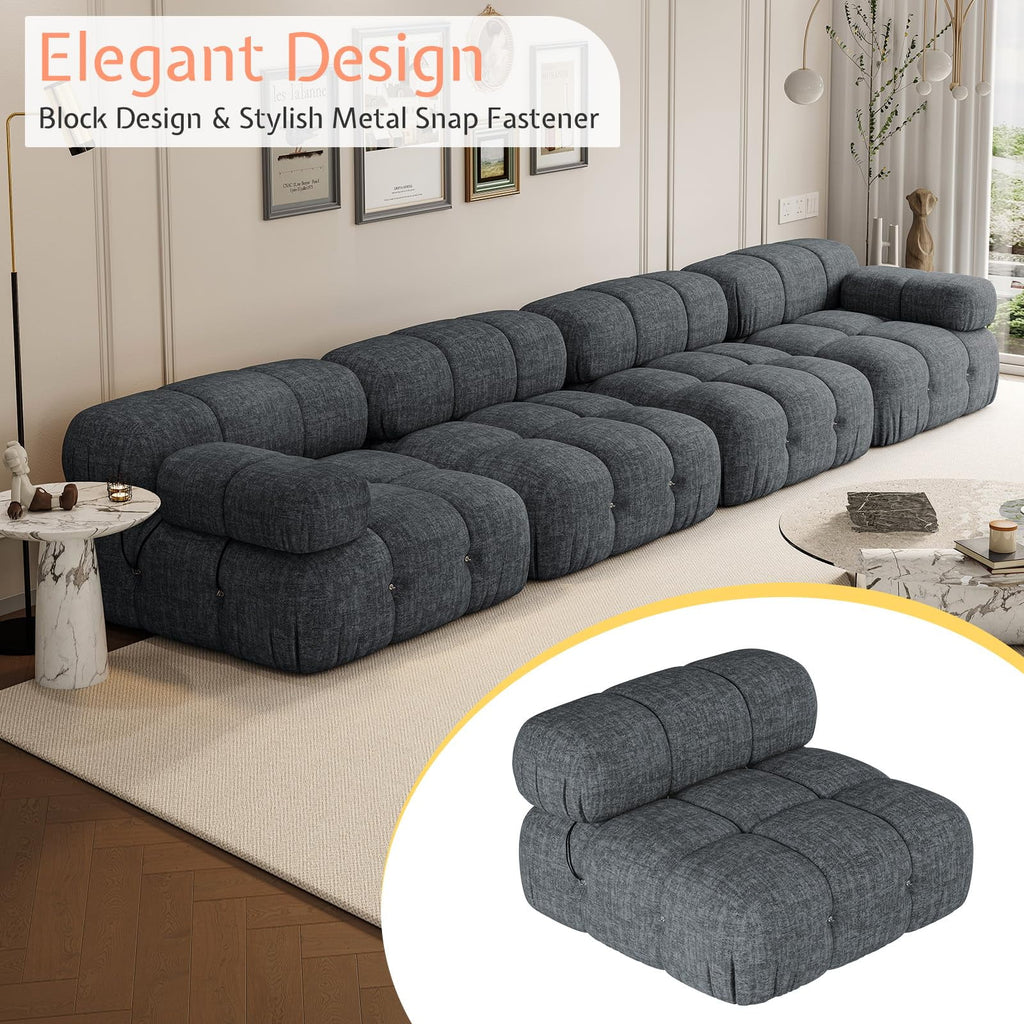 Roomy Homy Modular Sectional Couches for Living Room, L Shaped Compression Sofa with 4 Seater,Gray