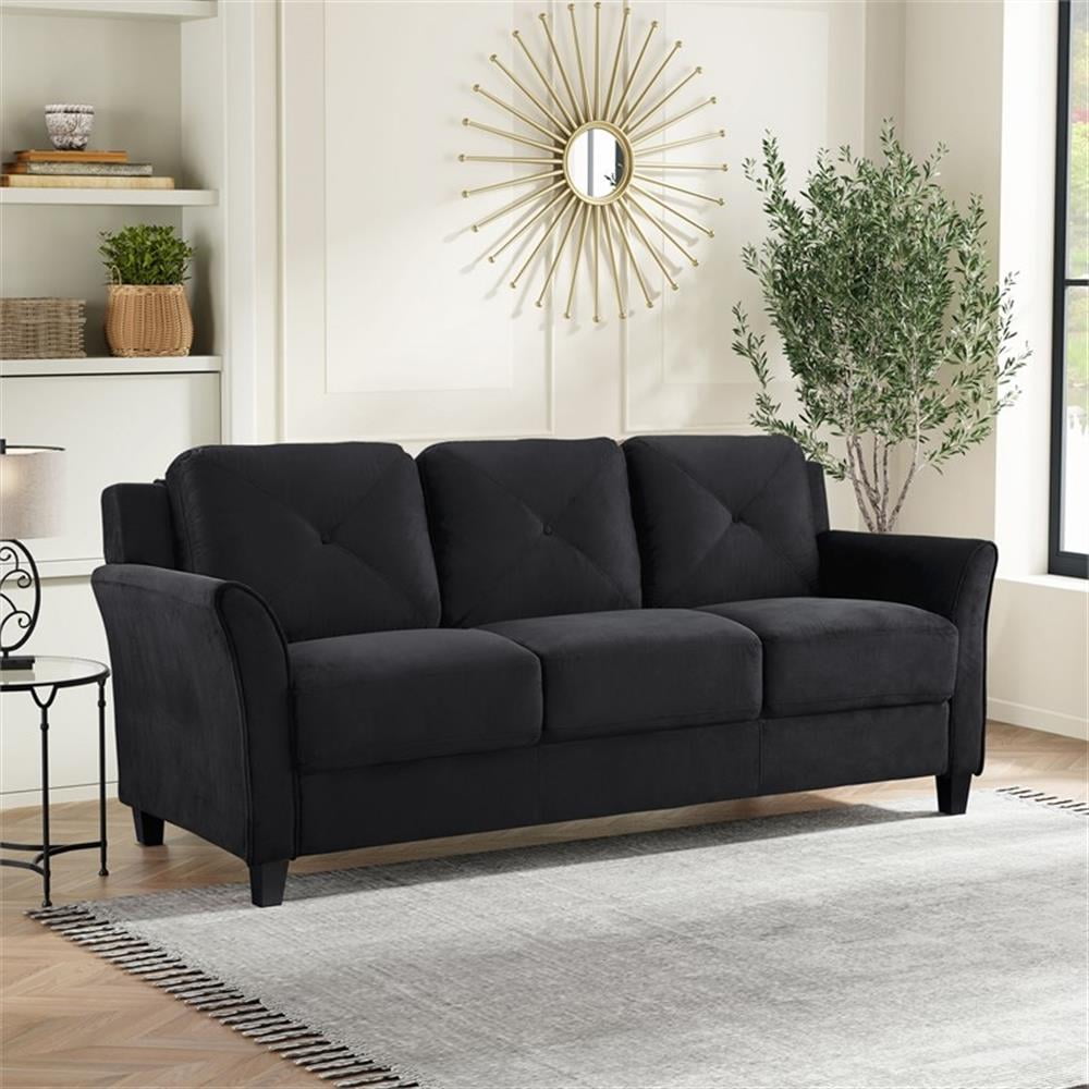LifeStyle Solutions Hartford Modern Microfiber Sofa in Black
