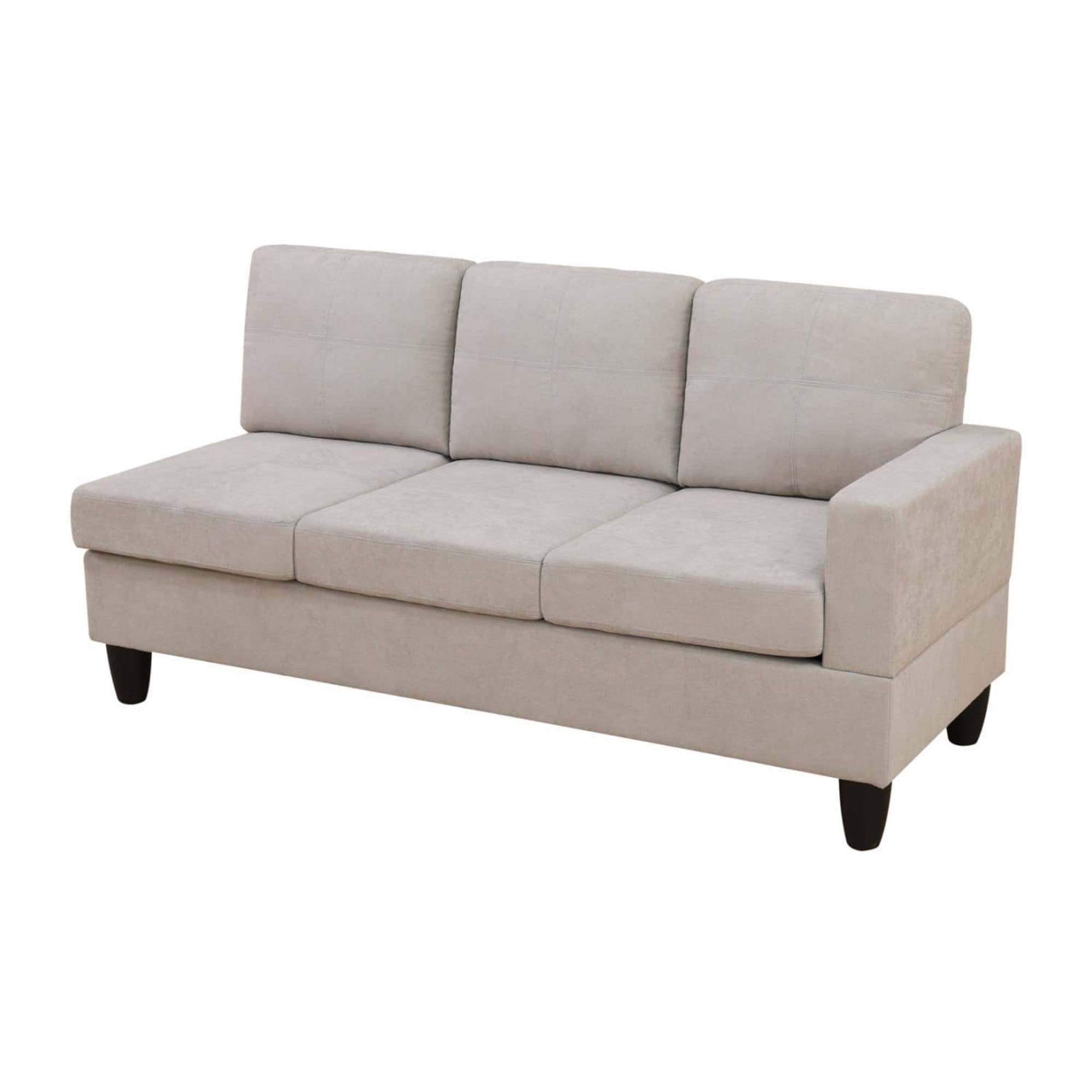 Modern Sectional Sofa Couch 3 Seat L-Shaped Sofa with Left Chaise for Small Apartments, Living Room, Light Grey