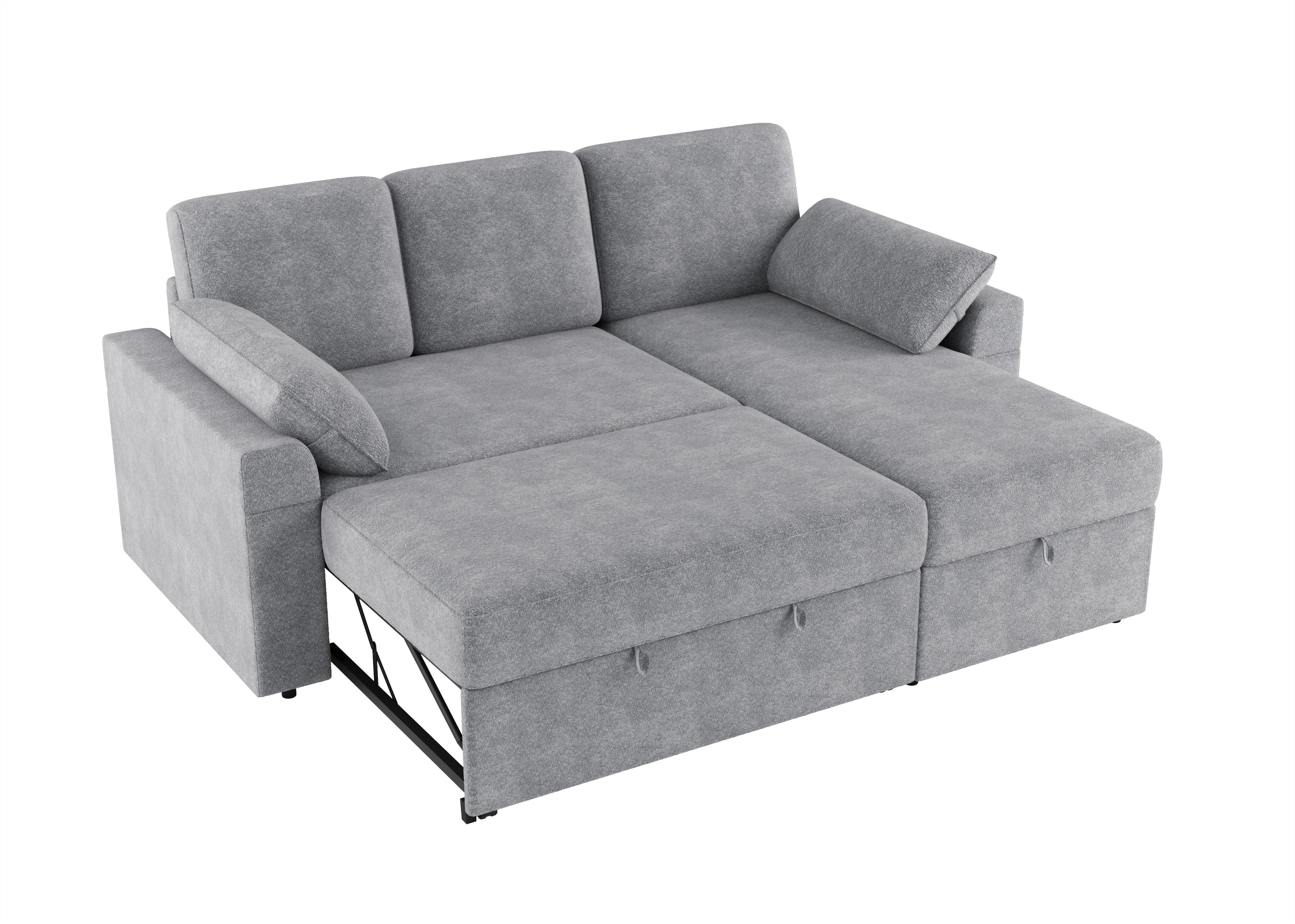 VANACC 91" Sectional Sofa Bed with Storage,Reversible Pull Out Sleeper Couch for Living Room,Grey