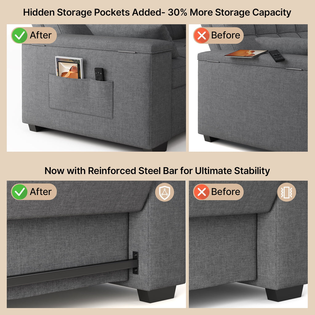 70.9' Sofa Bed, Lofka Convertible 3-in-1 Sleeper Sofa for Living Room and Small Space,Dark Grey