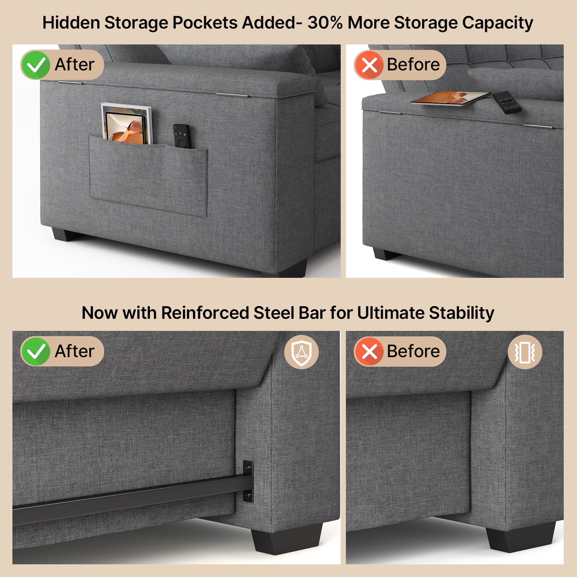 70.9' Sofa Bed, Lofka Convertible 3-in-1 Sleeper Sofa for Living Room and Small Space,Dark Grey