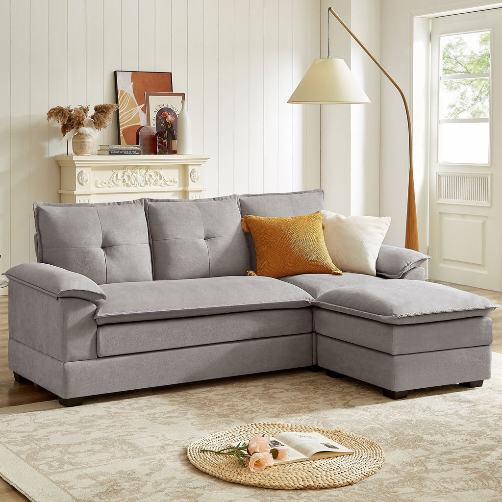 Jarenie Sherpa sofa, Sectional sofa, Sleeper sofa, Sectional sofa with footstool,Small Space Living room sectional sofaSofasCouch, Lightgrey