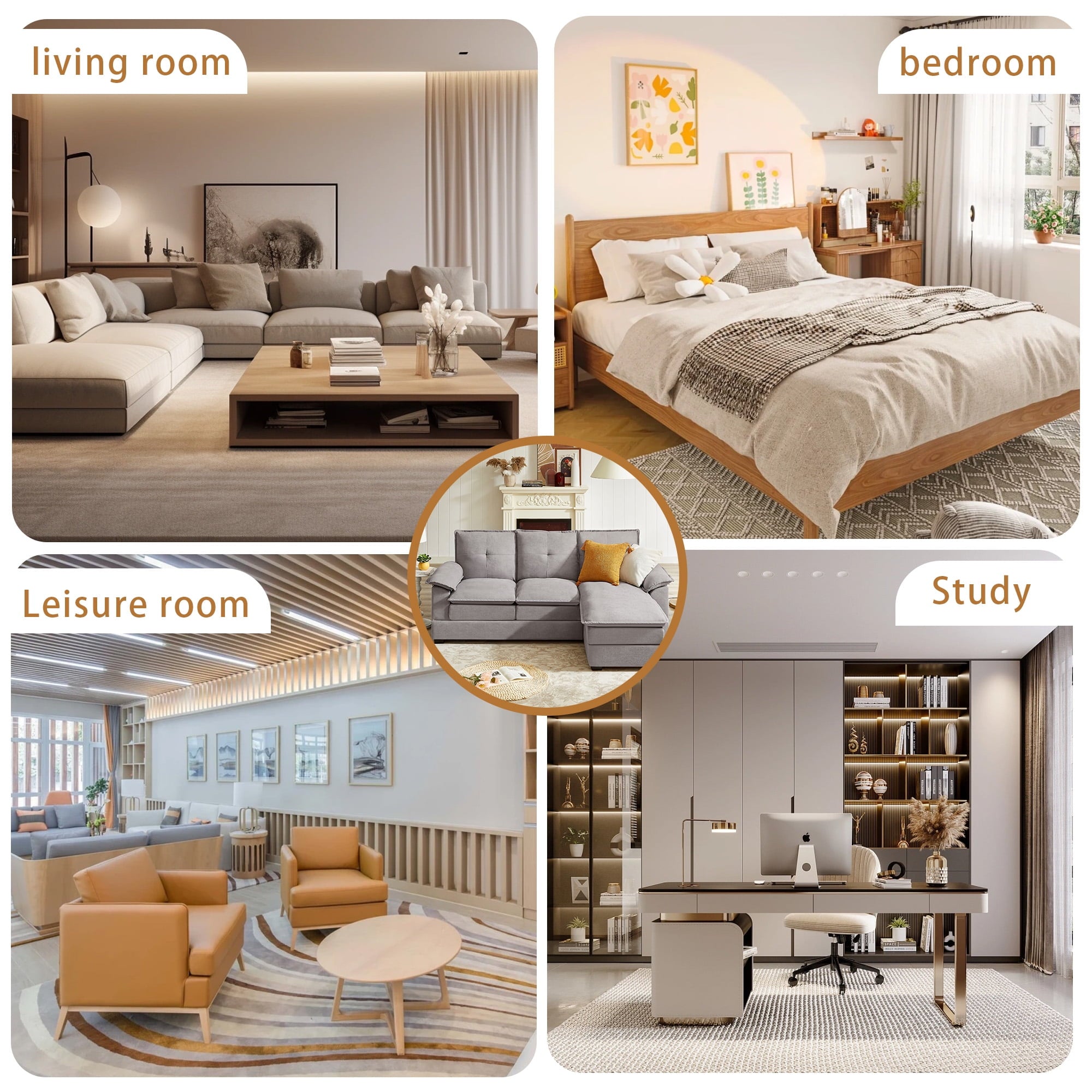 Jarenie Sherpa sofa, Sectional sofa, Sleeper sofa, Sectional sofa with footstool,Small Space Living room sectional sofaSofasCouch, Lightgrey