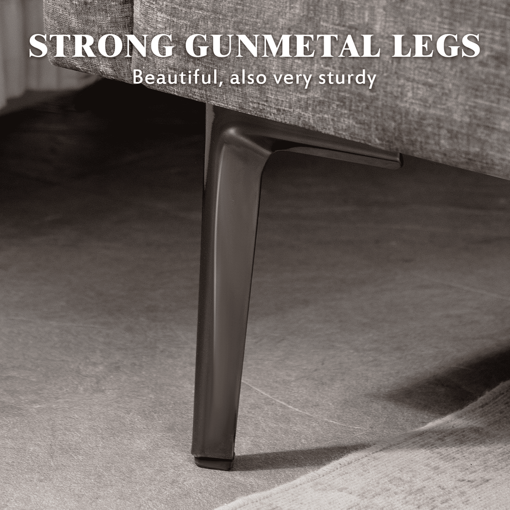 Hommow L Shaped Sectional Sofa Chenille Convertible Sectional Couch with Chaise Lounge and Ottman for Living Room,Grey