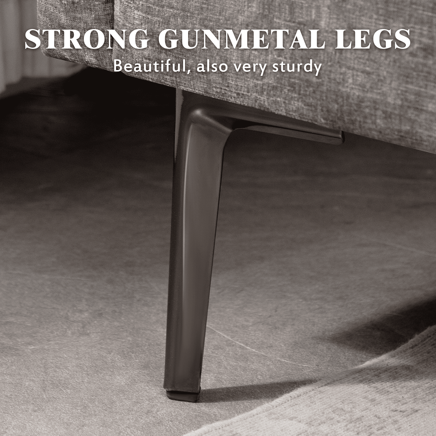 Hommow L Shaped Sectional Sofa Chenille Convertible Sectional Couch with Chaise Lounge and Ottman for Living Room,Grey