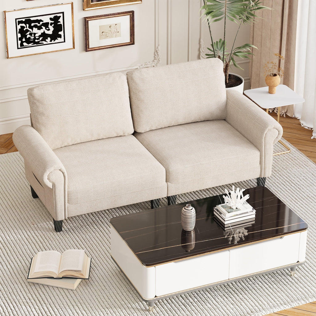 HOMREST Modular Sectional Sofa with Chaise, 60 Inch Loveseat Sectional Couches for Living Room, Convertible Sofa for Home Apartment Lounge, Cloud Couch Modern Sofa