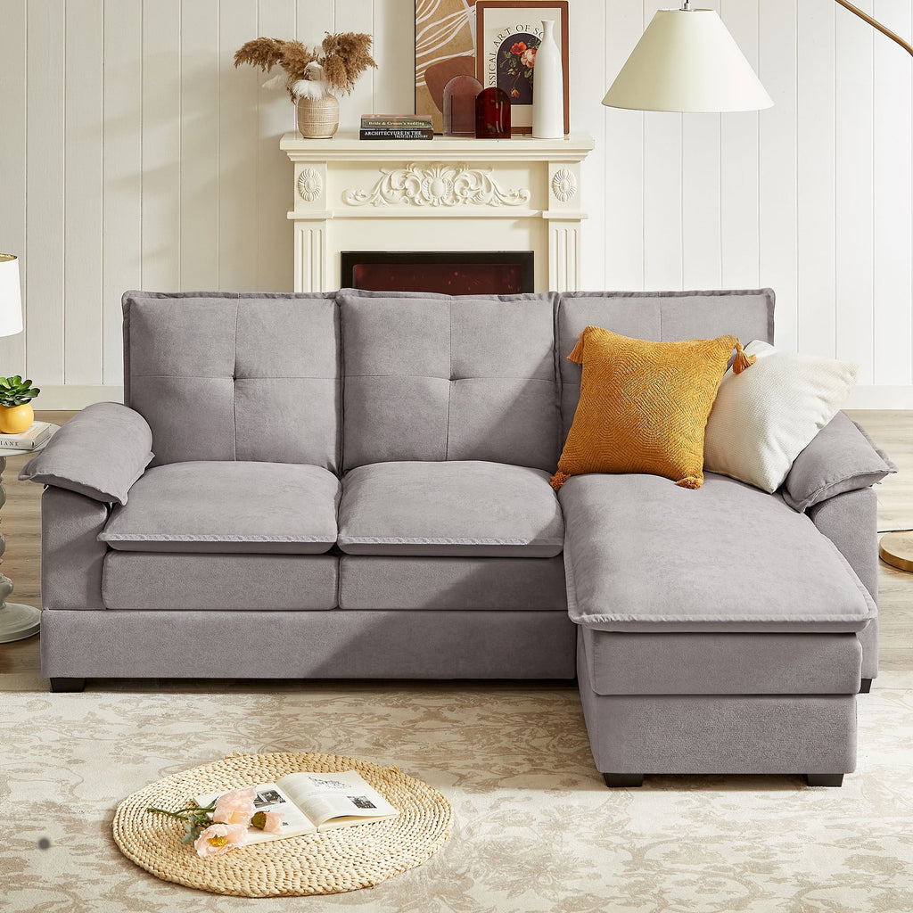 Jarenie Sherpa sofa, Sectional sofa, Sleeper sofa, Sectional sofa with footstool,Small Space Living room sectional sofaSofasCouch, Lightgrey