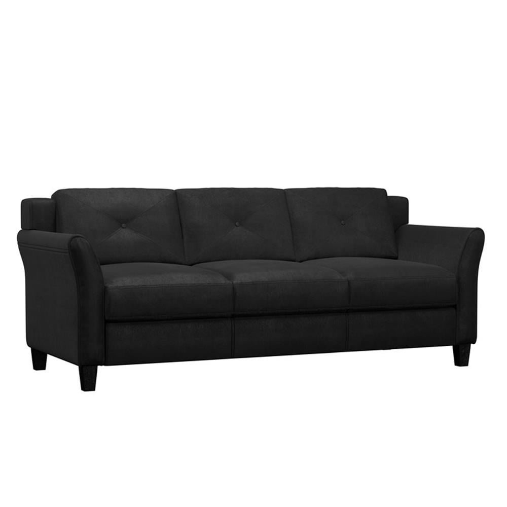 LifeStyle Solutions Hartford Modern Microfiber Sofa in Black