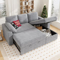 VANACC 91" Sectional Sofa Bed with Storage,Reversible Pull Out Sleeper Couch for Living Room,Grey