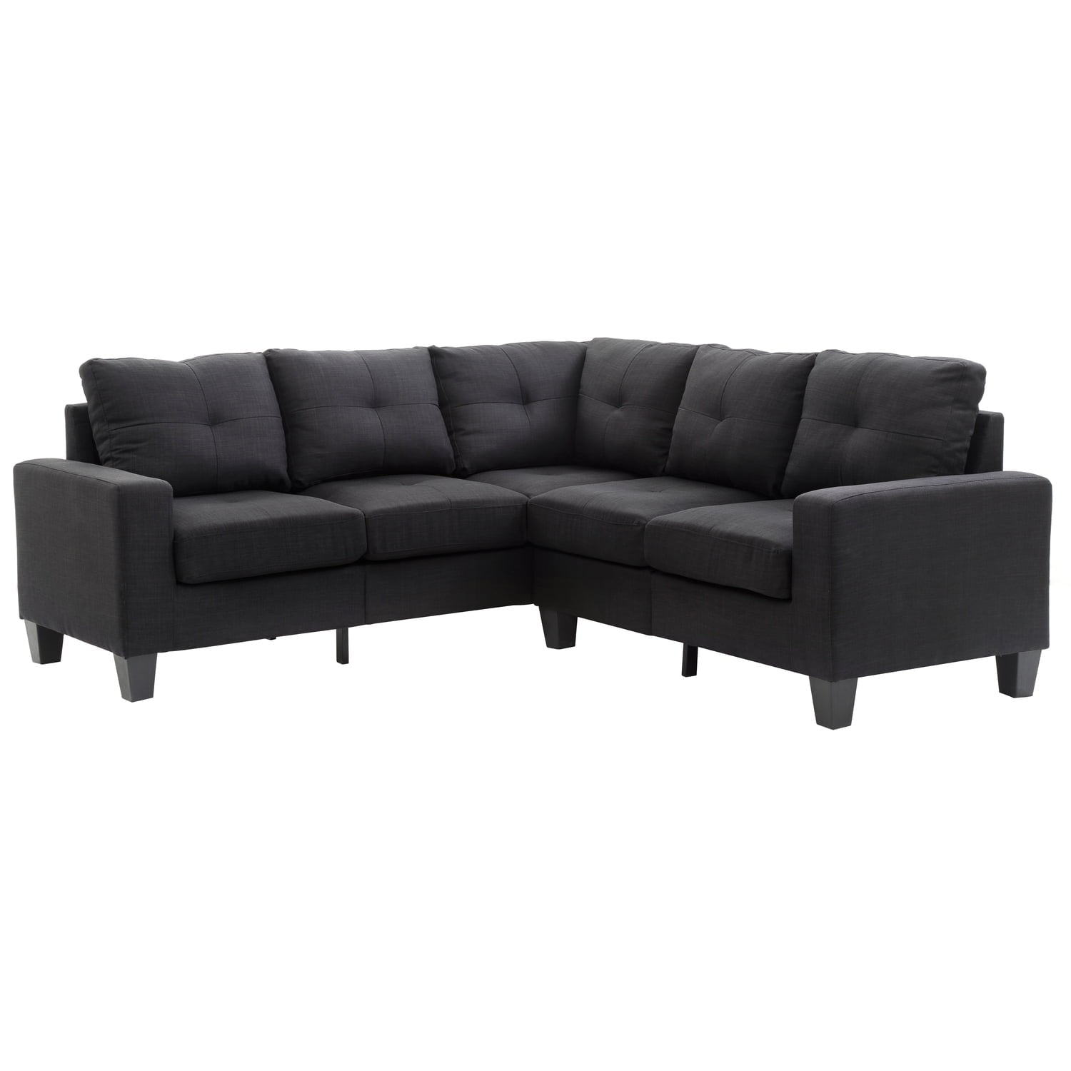 Glory Furniture Newbury Twill Fabric Sectional in Black