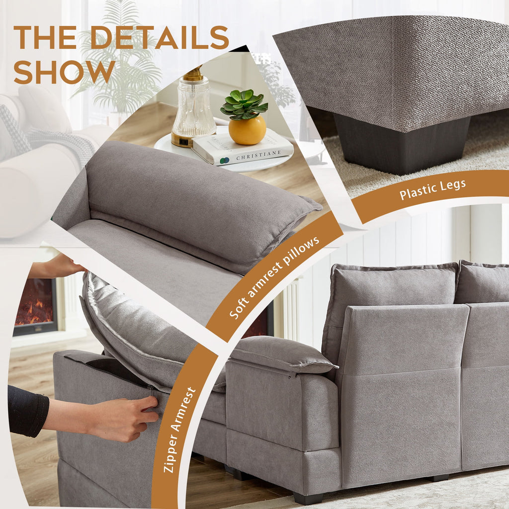 Jarenie Sherpa sofa, Sectional sofa, Sleeper sofa, Sectional sofa with footstool,Small Space Living room sectional sofaSofasCouch, Lightgrey