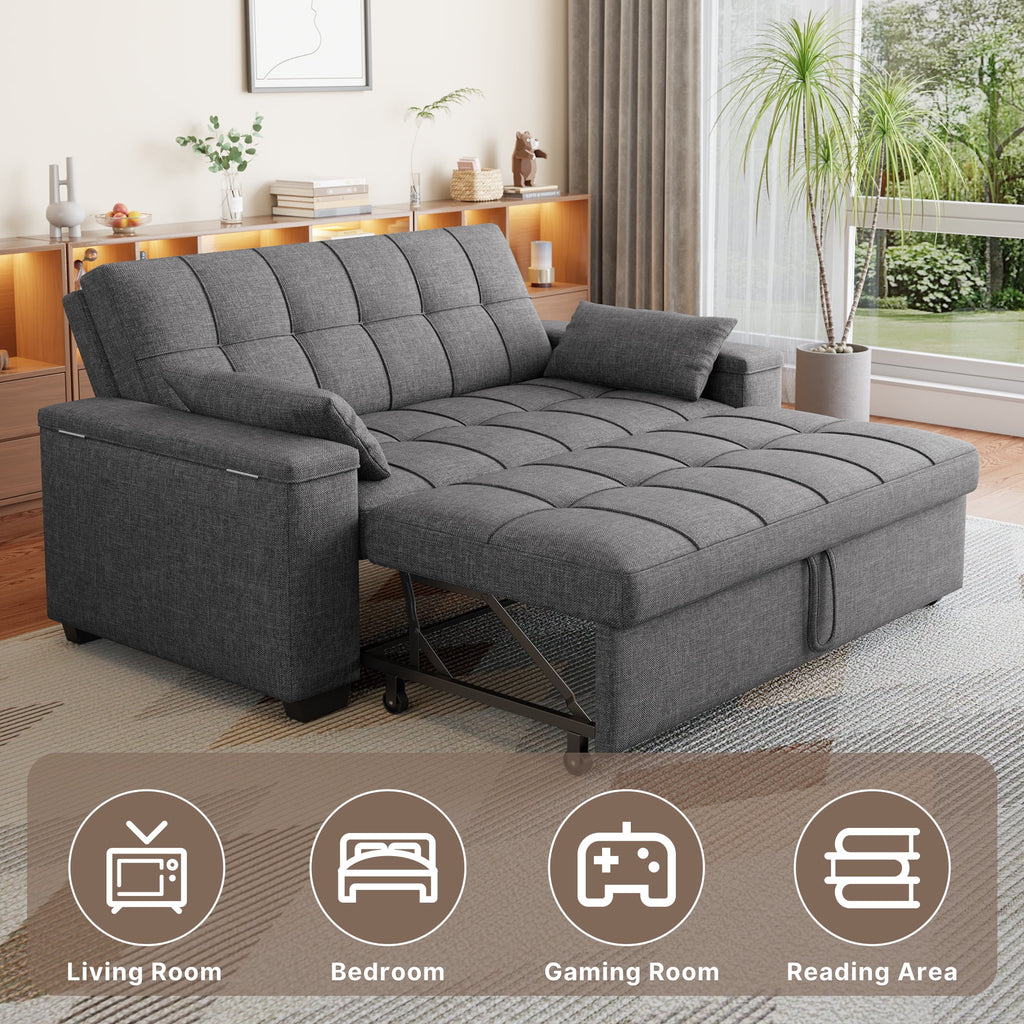 70.9' Sofa Bed, Lofka Convertible 3-in-1 Sleeper Sofa for Living Room and Small Space,Dark Grey