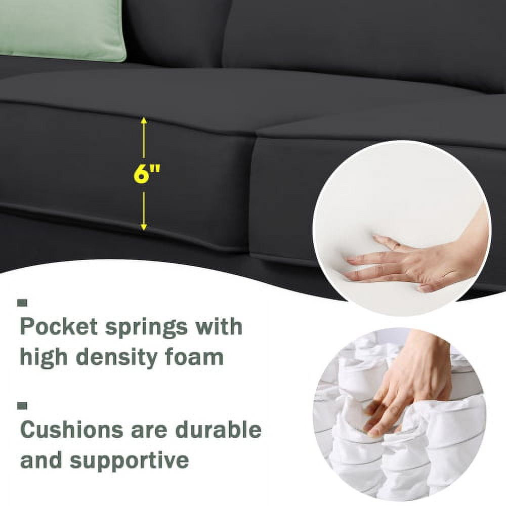 Harper & Bright Designs Convertible Sectional Sofa with Storage Ottoman, Modern Modular Sofa Sets L Shape Couches with 3 Pillows, for Living Room Furniture, Black