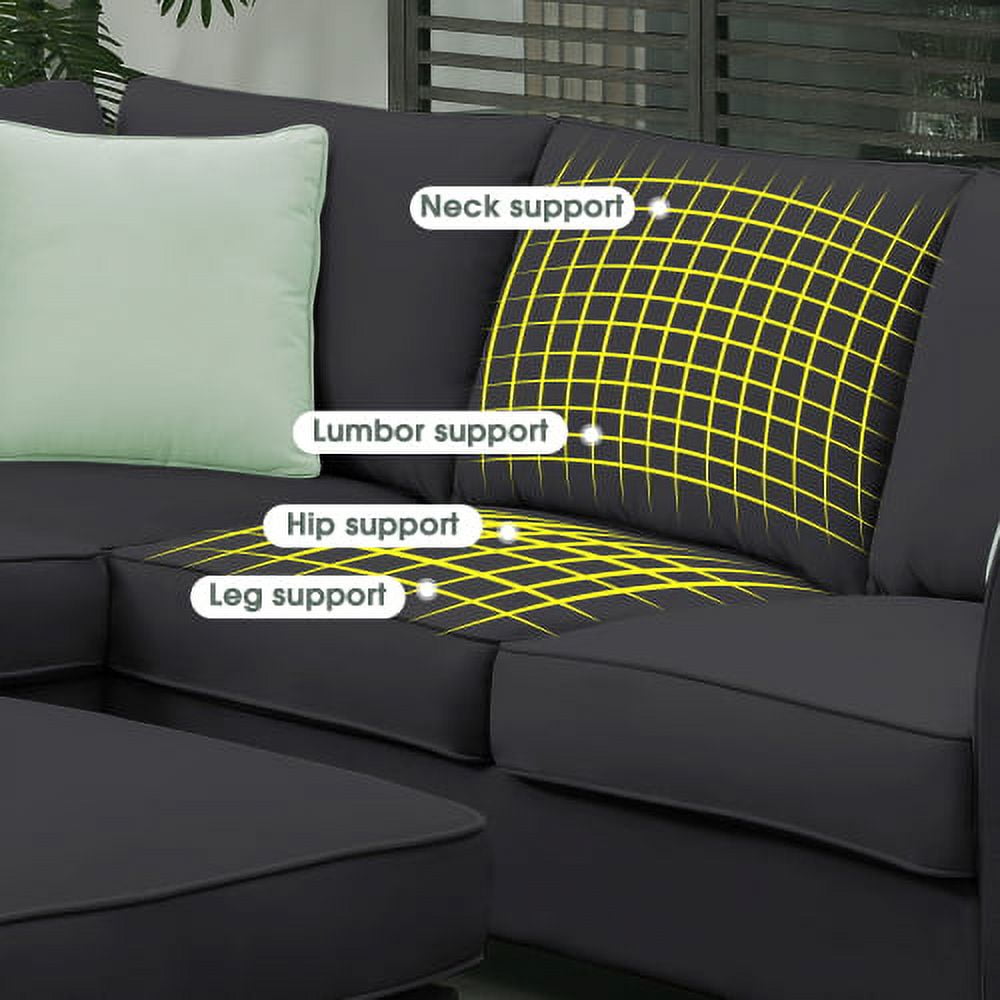 Harper & Bright Designs Convertible Sectional Sofa with Storage Ottoman, Modern Modular Sofa Sets L Shape Couches with 3 Pillows, for Living Room Furniture, Black