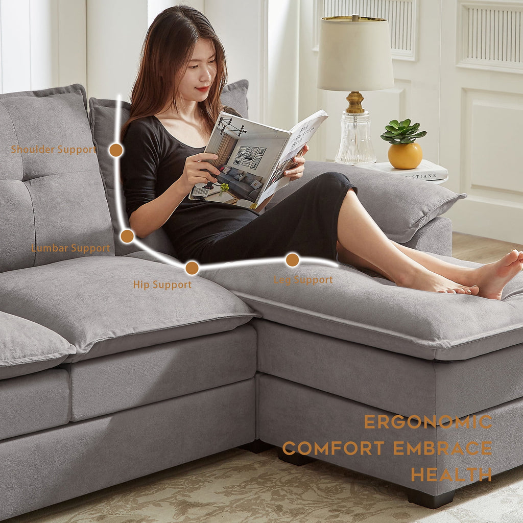 Jarenie Sherpa sofa, Sectional sofa, Sleeper sofa, Sectional sofa with footstool,Small Space Living room sectional sofaSofasCouch, Lightgrey