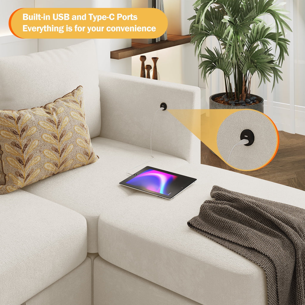 Gelloan Modular Couches and Sofas Sectional with Storage, 5 Seat Sectional Sofa for Living Room, L Shaped Sectional Couch with Reversible Chaises