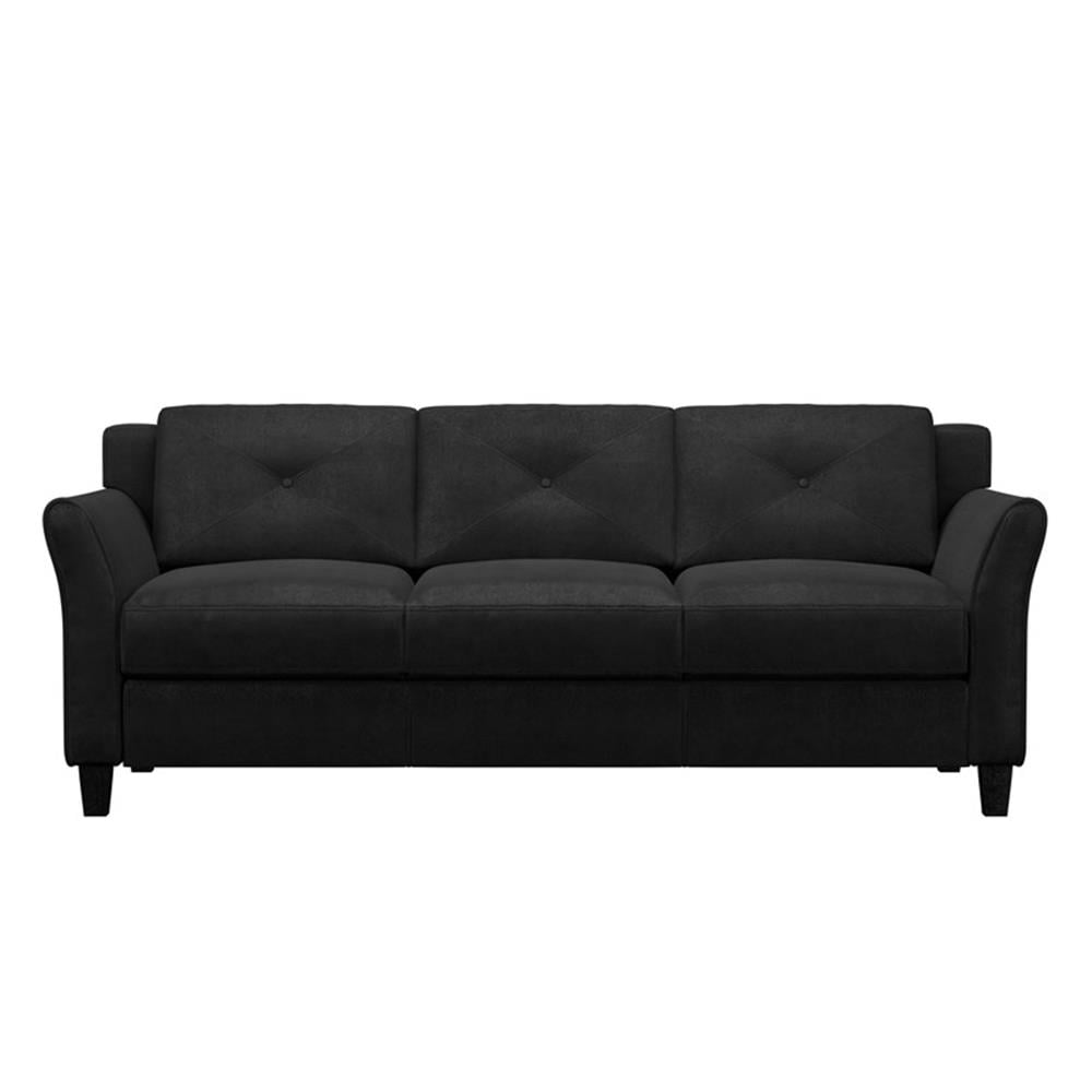 LifeStyle Solutions Hartford Modern Microfiber Sofa in Black