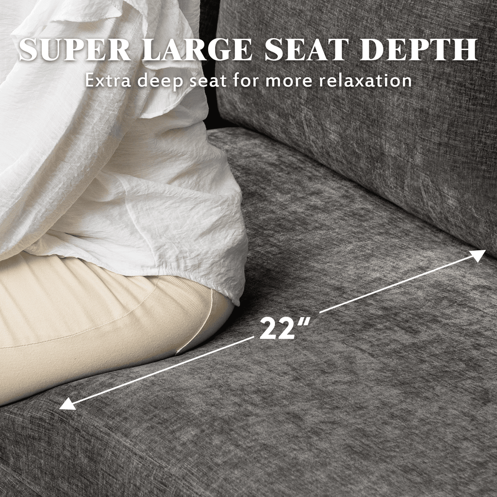 Hommow L Shaped Sectional Sofa Chenille Convertible Sectional Couch with Chaise Lounge and Ottman for Living Room,Grey