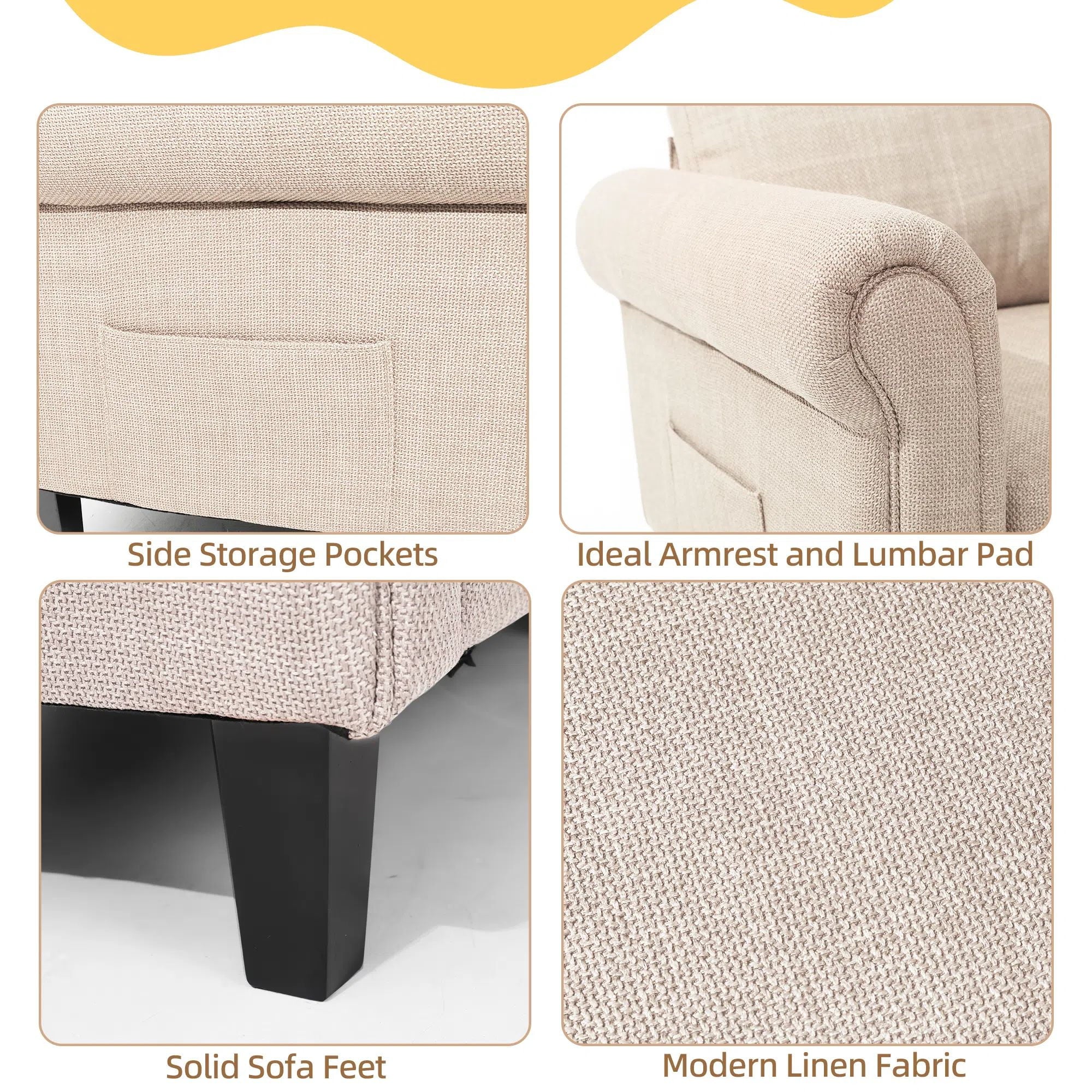 HOMREST Modular Sectional Sofa with Chaise, 60 Inch Loveseat Sectional Couches for Living Room, Convertible Sofa for Home Apartment Lounge, Cloud Couch Modern Sofa