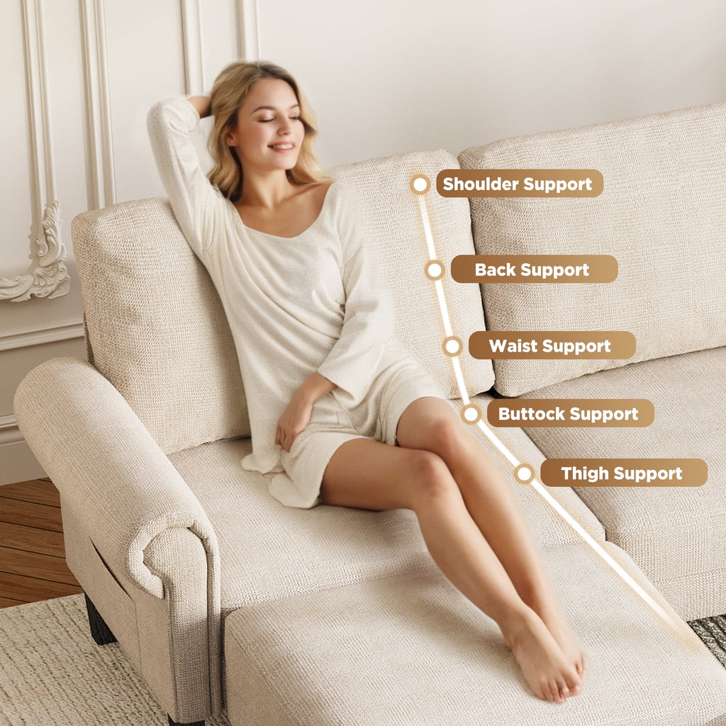 HOMREST Modular Sectional Sofa with Chaise, 60 Inch Loveseat Sectional Couches for Living Room, Convertible Sofa for Home Apartment Lounge, Cloud Couch Modern Sofa